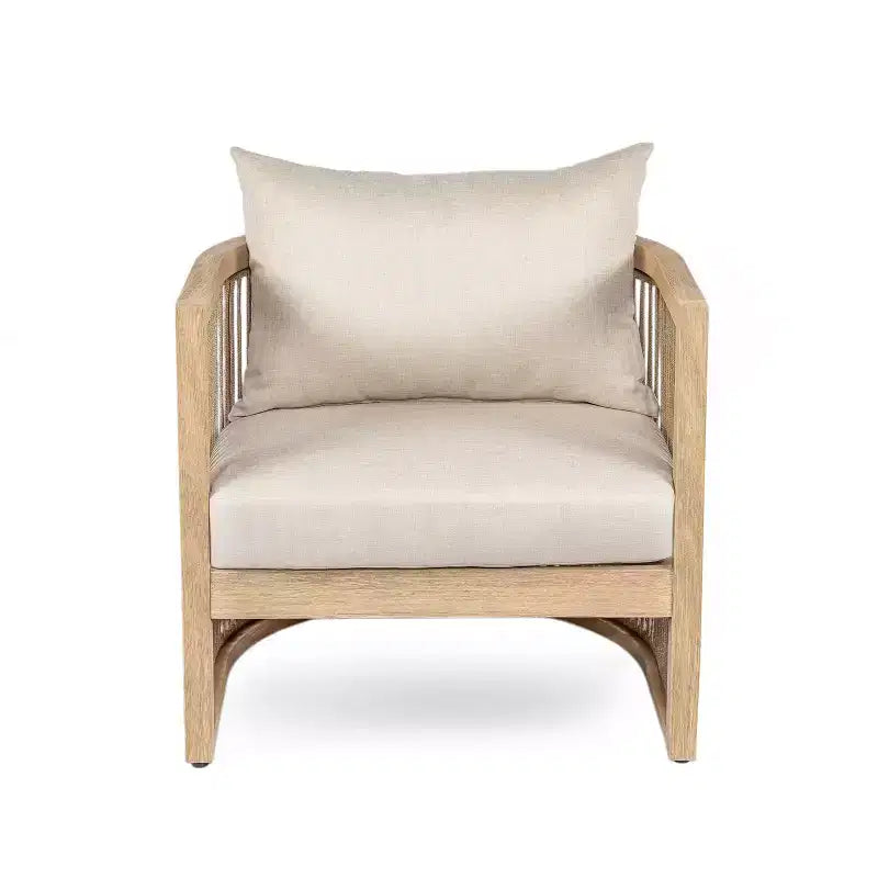 Christopher Knight Home Carolina Ensemble de 4 fauteuils d'extérieur bohèmes en bois d'acacia et corde avec table de foyer en béton léger