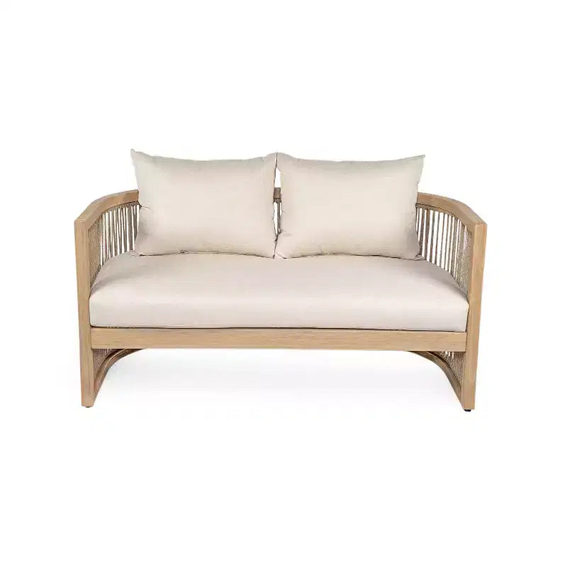 Christopher Knight Home Carolina Ensemble de 4 fauteuils d'extérieur bohèmes en bois d'acacia et corde avec table de foyer en béton léger