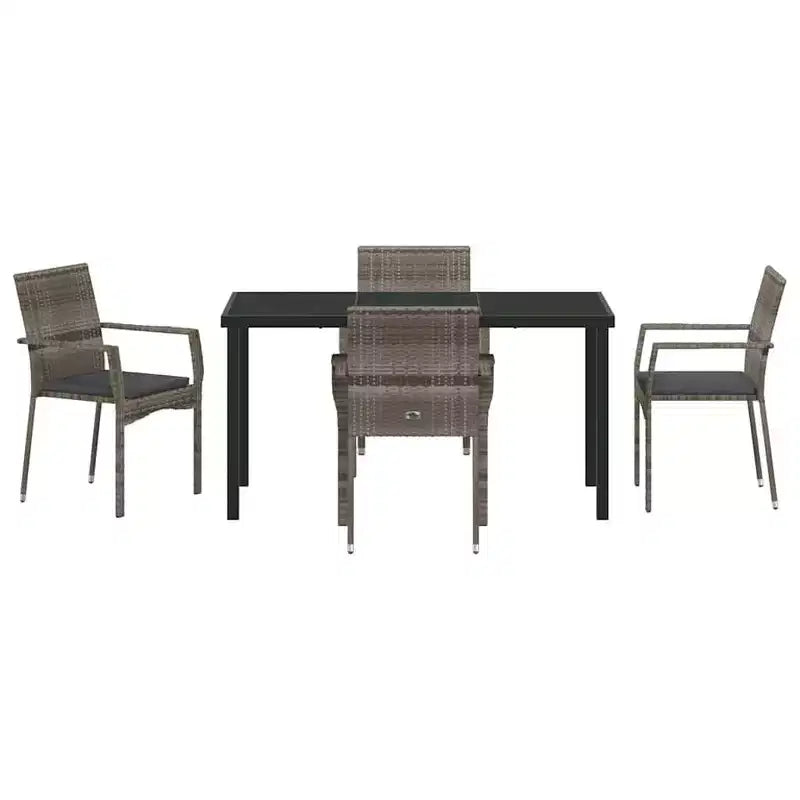 vidaXL Ensemble de salle à manger de jardin avec coussins 5 pcs gris résine tressée