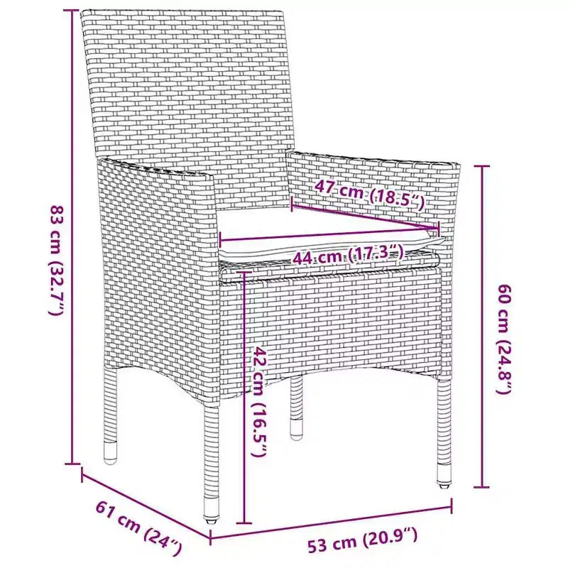 vidaXL Ensemble table et chaises avec coussin 5 pcs Rotin PE gris
