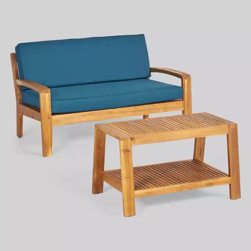 Ensemble de conversation d'extérieur 2 pièces en bois d'acacia Grenada - Christopher Knight Home