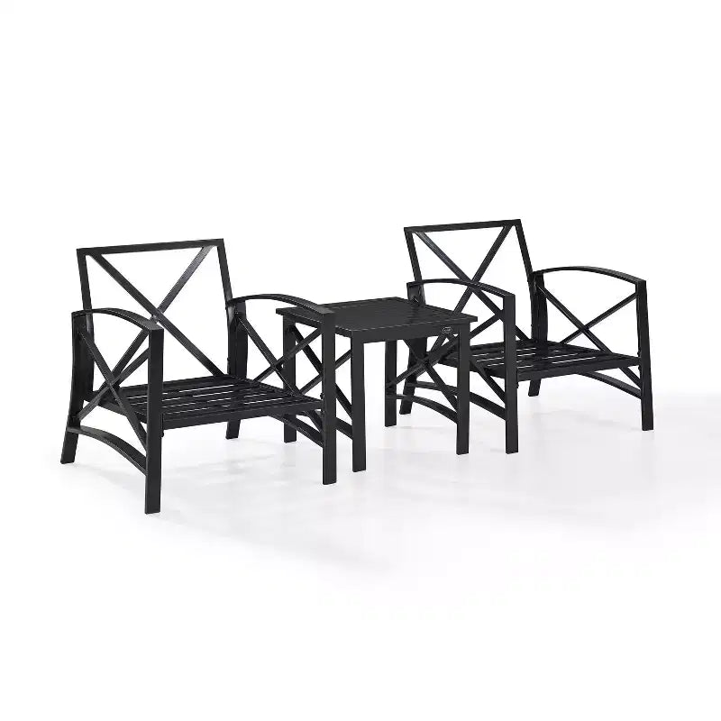 Ensemble de sièges d'extérieur 3 pièces Crosley Kaplan avec 2 chaises et une table d'appoint