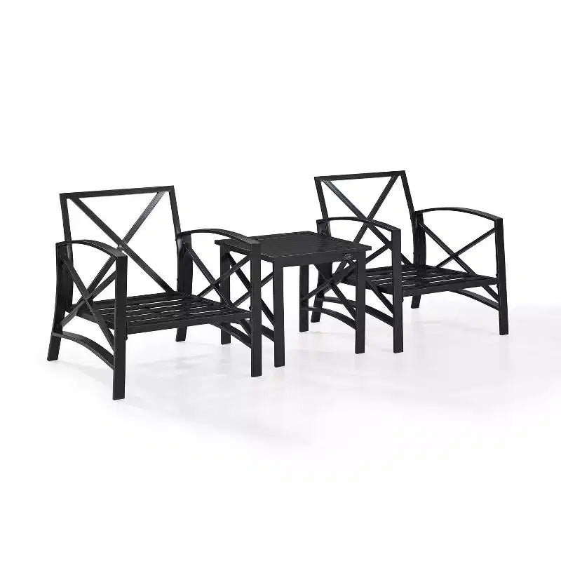 Ensemble de sièges d'extérieur 3 pièces Crosley Kaplan avec 2 chaises et une table d'appoint