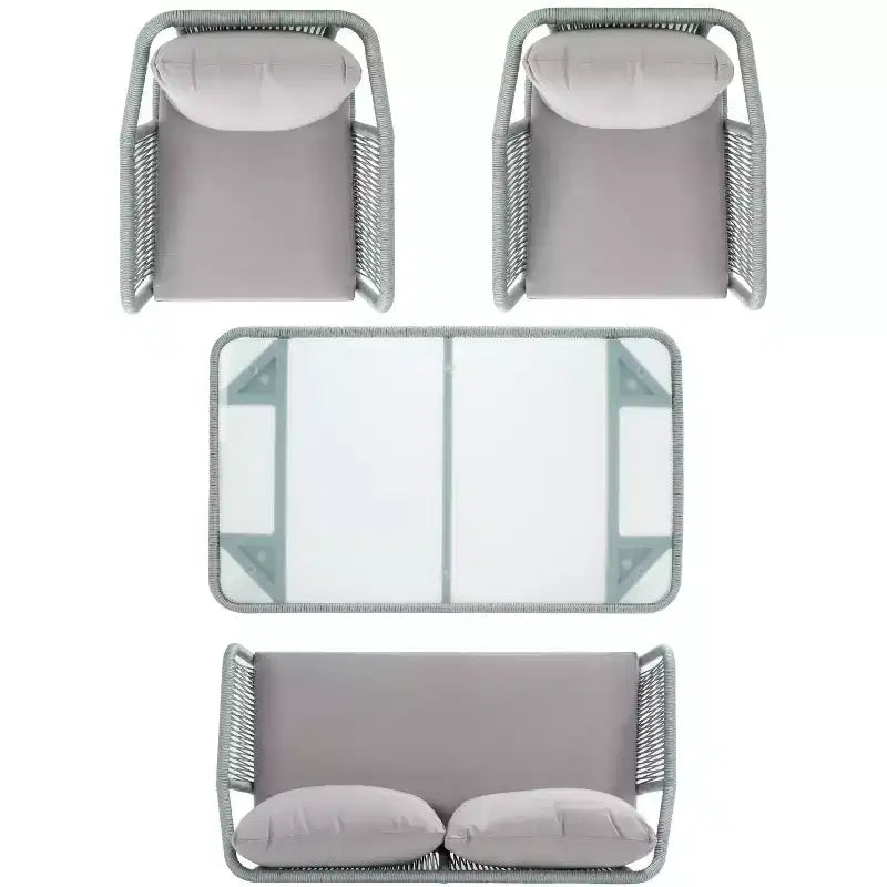 Ensemble de salon 4 pièces en corde Torsla - Intérieur/Extérieur - PAT7520 - Safavieh