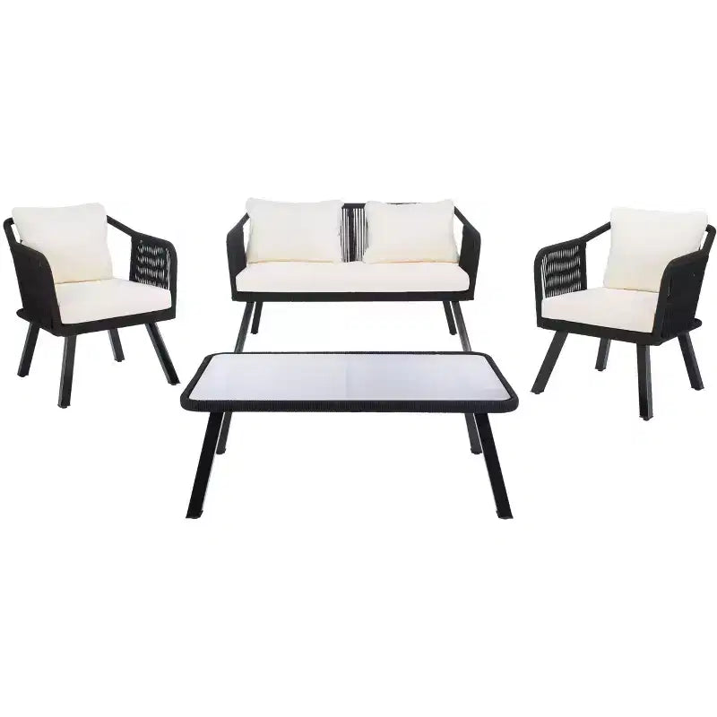 Torsla 4 Piece Rope Living Set - Indoor/Outdoor - PAT7520 - Safavieh