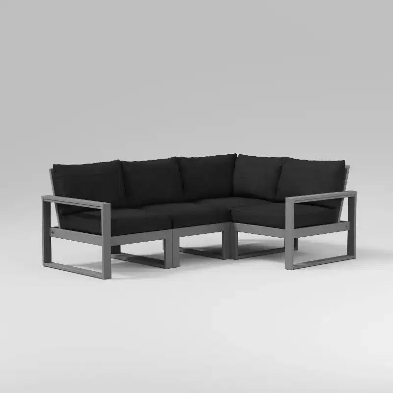 POLYWOOD Canapé sectionnel d'extérieur modulable 4 pièces EDGE avec assise profonde