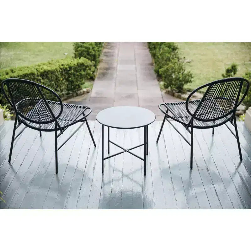 Novogratz Marilyn Salon de conversation 3 pièces en résine tressée, anthracite