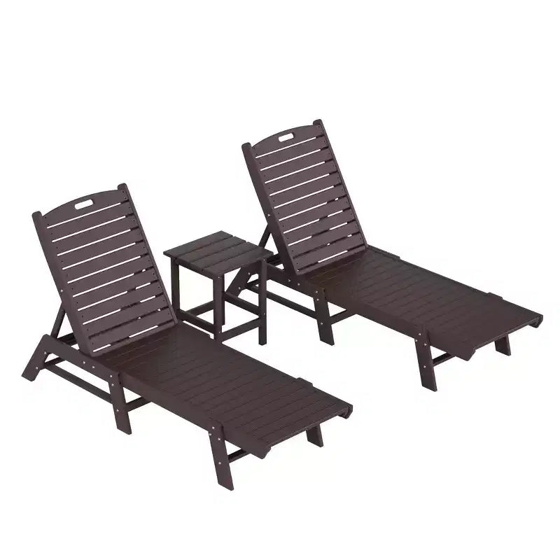 WestinTrends Ensemble de 3 pièces : chaise longue d'extérieur en polyéthylène avec table d'appoint