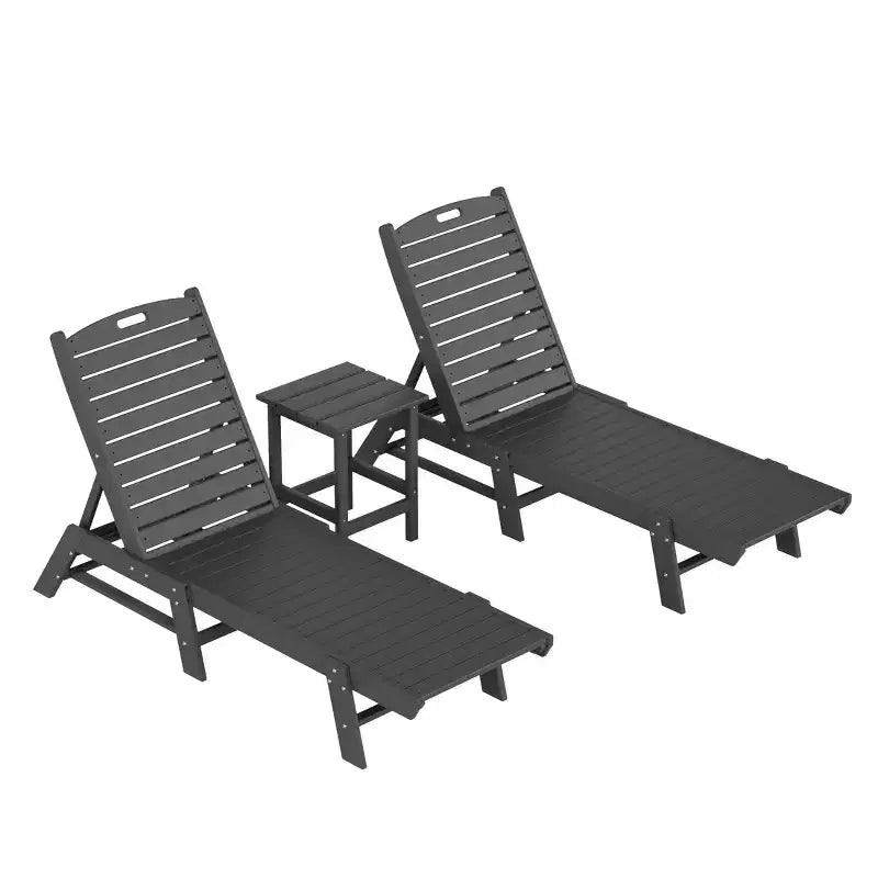 WestinTrends Ensemble de 3 pièces : chaise longue d'extérieur en polyéthylène avec table d'appoint