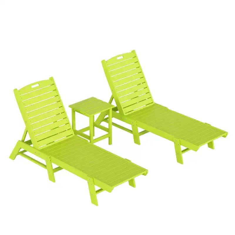 WestinTrends Ensemble de 3 pièces : chaise longue d'extérieur en polyéthylène avec table d'appoint