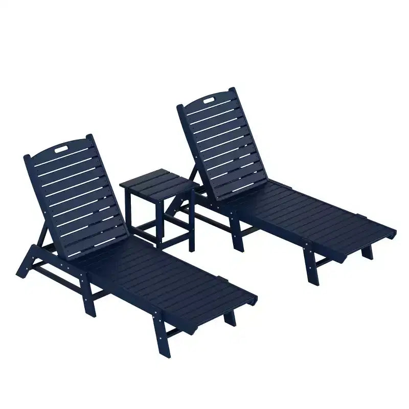 WestinTrends Ensemble de 3 pièces : chaise longue d'extérieur en polyéthylène avec table d'appoint