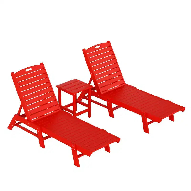 WestinTrends Ensemble de 3 pièces : chaise longue d'extérieur en polyéthylène avec table d'appoint