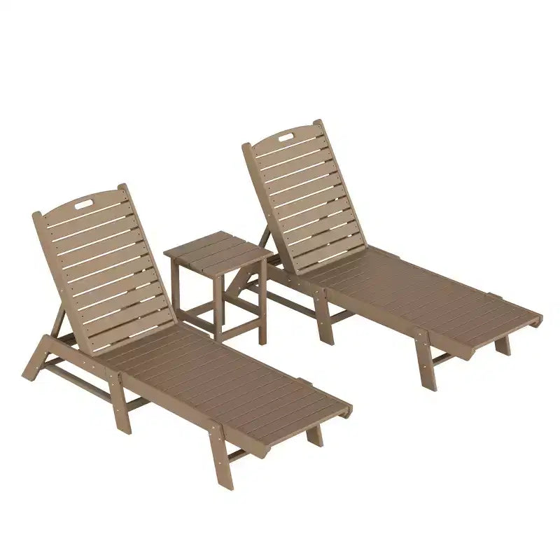 WestinTrends Ensemble de 3 pièces : chaise longue d'extérieur en polyéthylène avec table d'appoint
