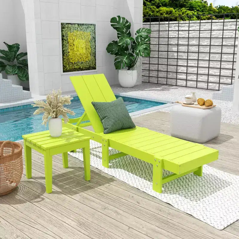WestinTrends Ashore Chaise Longue Inclinable Moderne en Poly avec Roues et Table d'appoint incluse