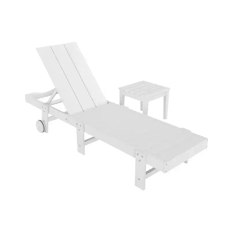 WestinTrends Ashore Chaise Longue Inclinable Moderne en Poly avec Roues et Table d'appoint incluse