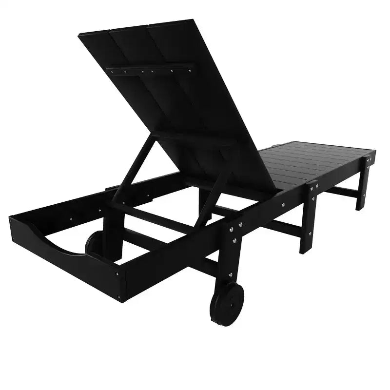 WestinTrends Ashore Lot de 2 chaises longues modernes en polyéthylène inclinables avec roues et 1 table d'appoint