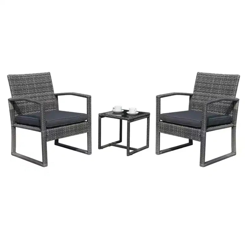 Sunsitt Ensemble conversation extérieur 3 pièces en osier avec table basse