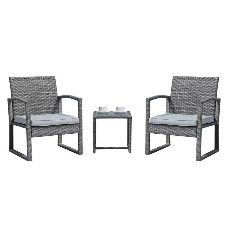 Sunsitt Ensemble conversation extérieur 3 pièces en osier avec table basse