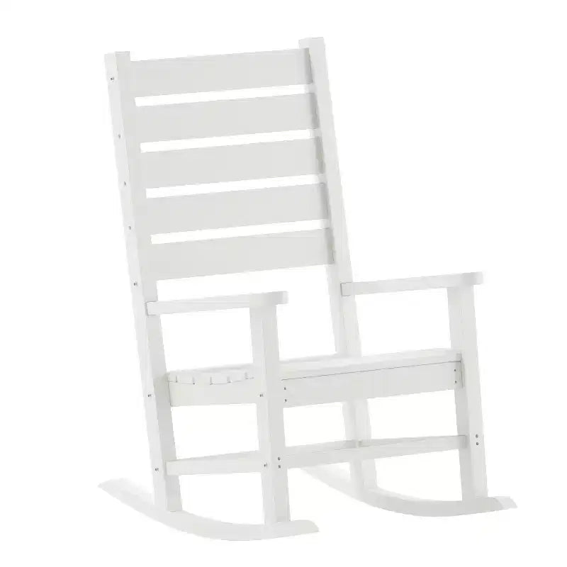 Ensemble 3 pièces Merrick Lane Chaises/Table pour utilisation intérieure/extérieure toutes saisons avec 2 fauteuils à bascule contemporains et une table d'appoint élégante