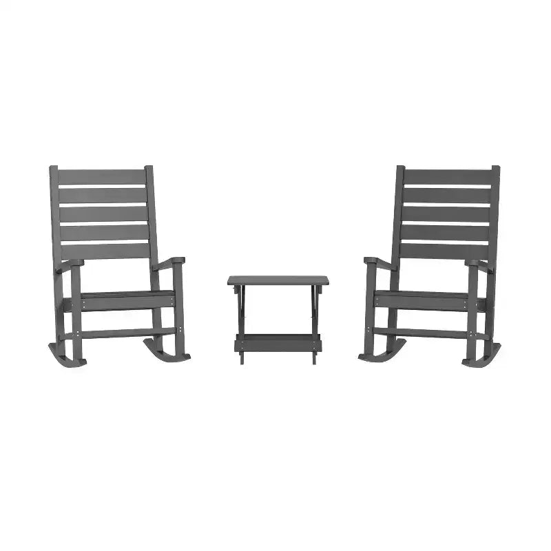Ensemble 3 pièces Merrick Lane Chaises/Table pour utilisation intérieure/extérieure toutes saisons avec 2 fauteuils à bascule contemporains et une table d'appoint élégante