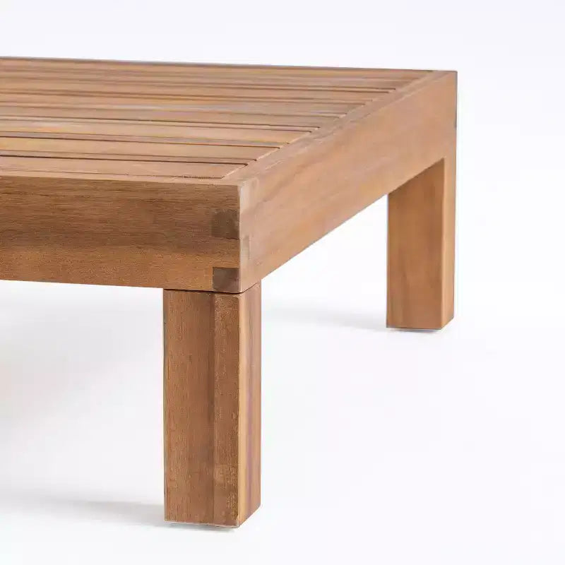 GDFStudio Keith Ensemble canapé et table basse d'extérieur en bois d'acacia avec coussins, teck/beige