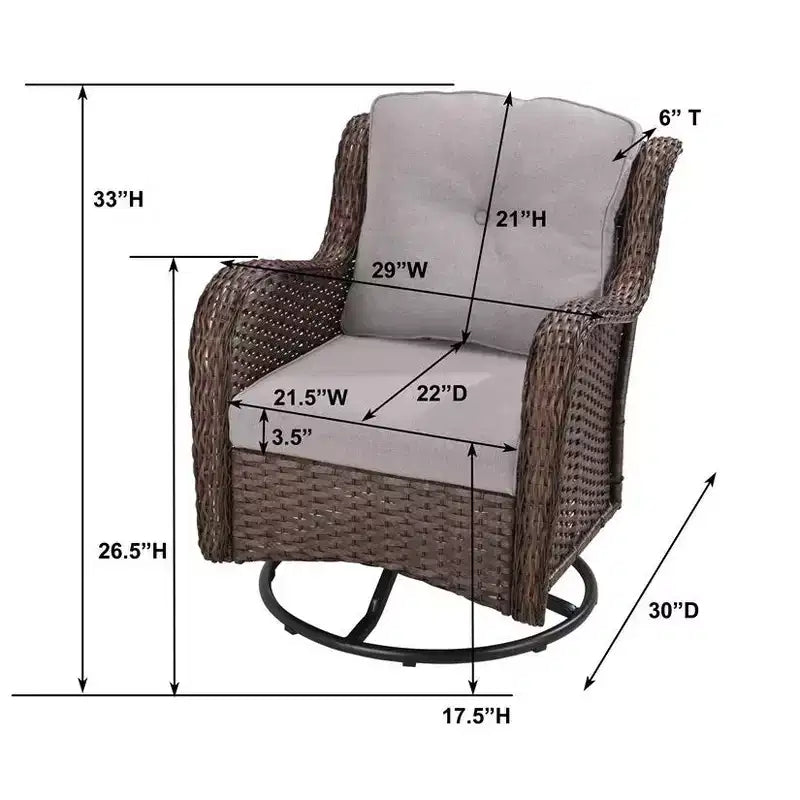 Ensemble de 3 fauteuils pivotants à bascule Jiallo