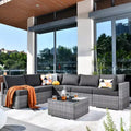 Venice 7pc Wicker Outdoor Patio Furniture Set Conversation Sofa Sectional with a Table and Cushions