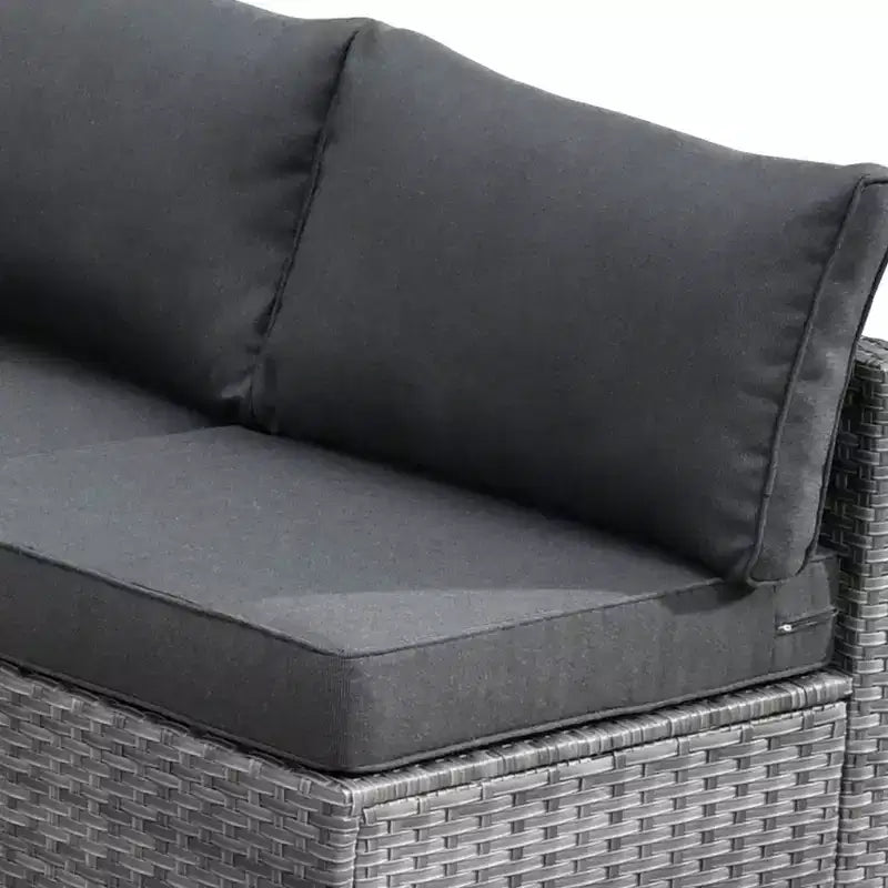 Ensemble de mobilier de patio en osier 6 pièces Venise, canapé de conversation avec foyer en métal et coussins