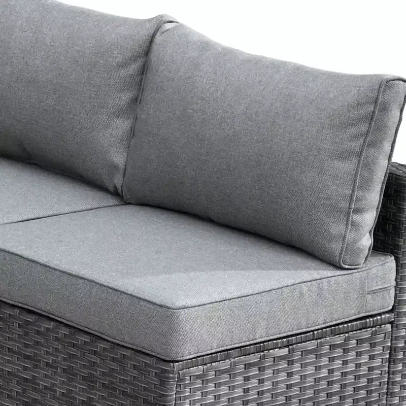 Ensemble de mobilier de patio en osier 6 pièces Venise, canapé de conversation avec foyer en métal et coussins