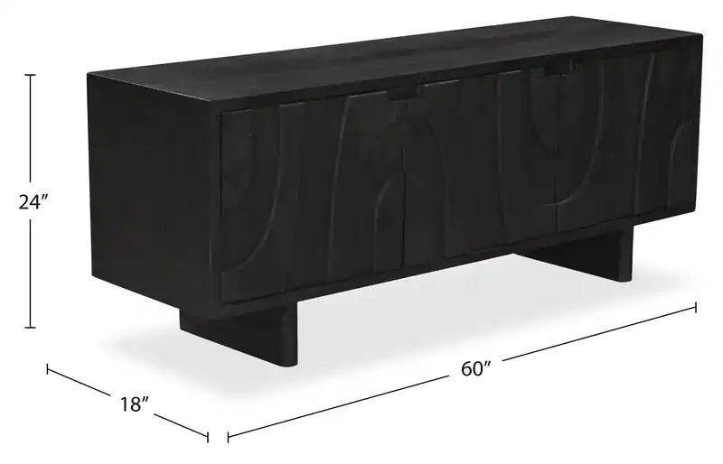Meuble TV moderne de 60 po avec rangement et gestion des câbles pour téléviseurs jusqu'à 80 po