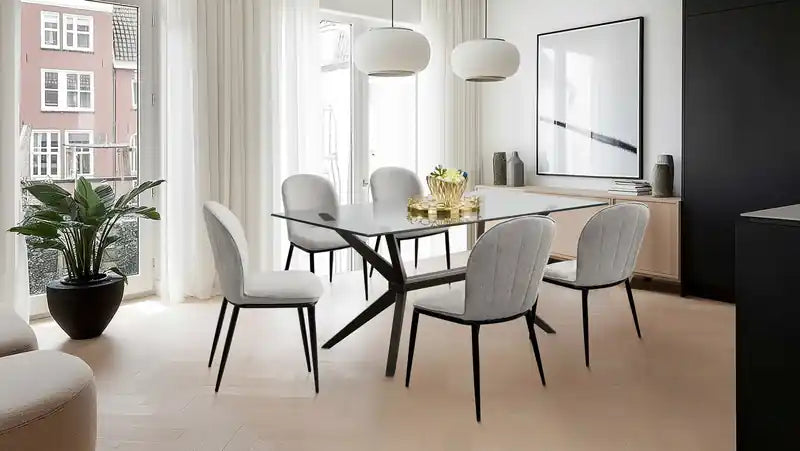 Table à manger avec plateau en verre, 63 po L