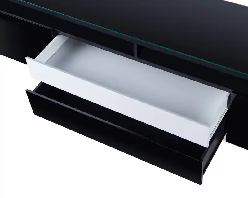 Meuble TV moderne de 68 po avec rangement et passe-câbles pour téléviseurs jusqu'à 75 po - Noir
