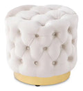 Adell 17 Round Fabric Ottoman with Gold Base