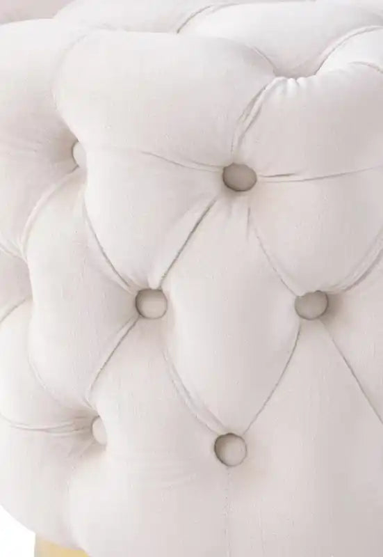 Pouf rond en tissu avec base dorée de 17 po