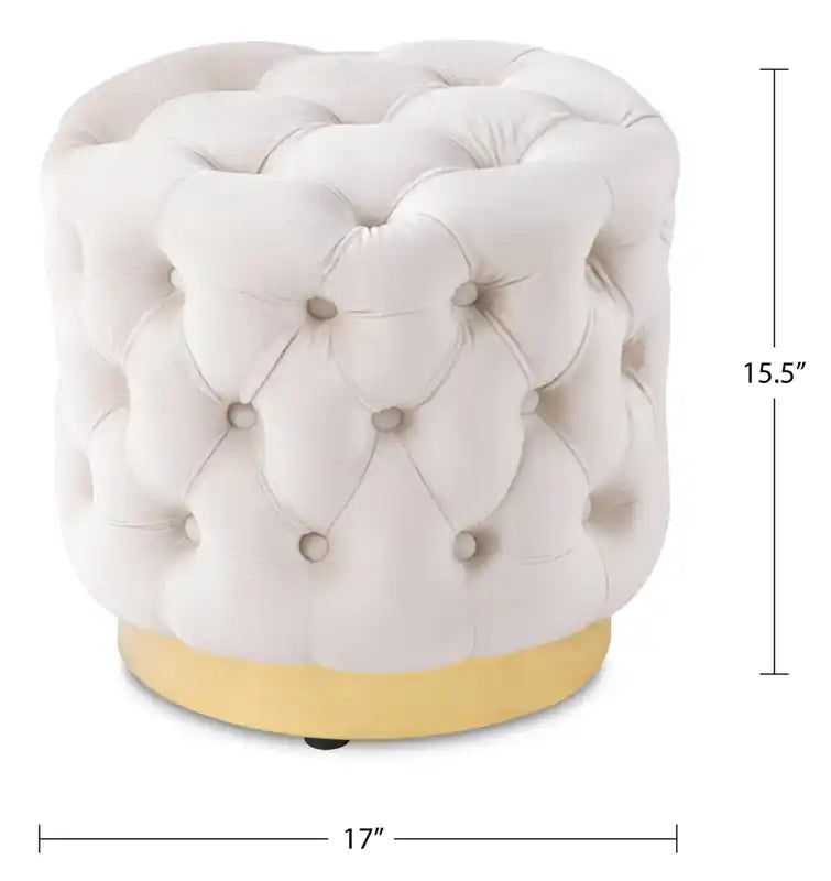 Pouf rond en tissu avec base dorée de 17 po