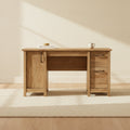 Alfie 53.15 Office Desk with 2-Drawers & Cabinet- Light Brown