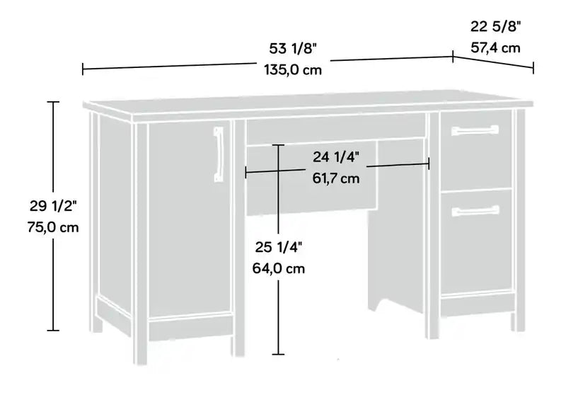 53.15 Bureau avec 2 tiroirs et armoire - Marron clair