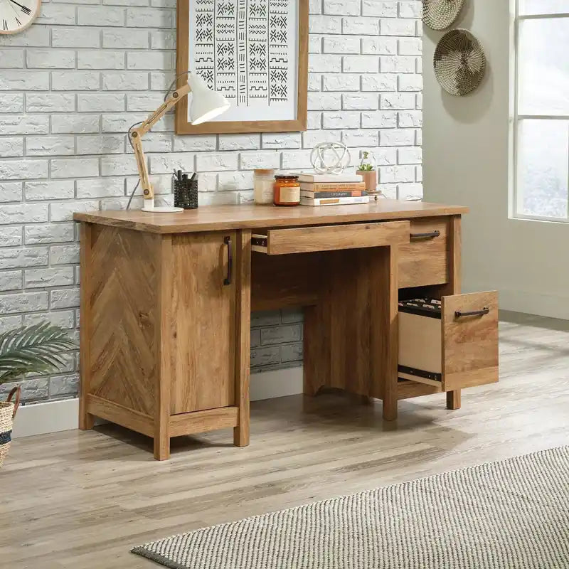 53.15 Bureau avec 2 tiroirs et armoire - Marron clair