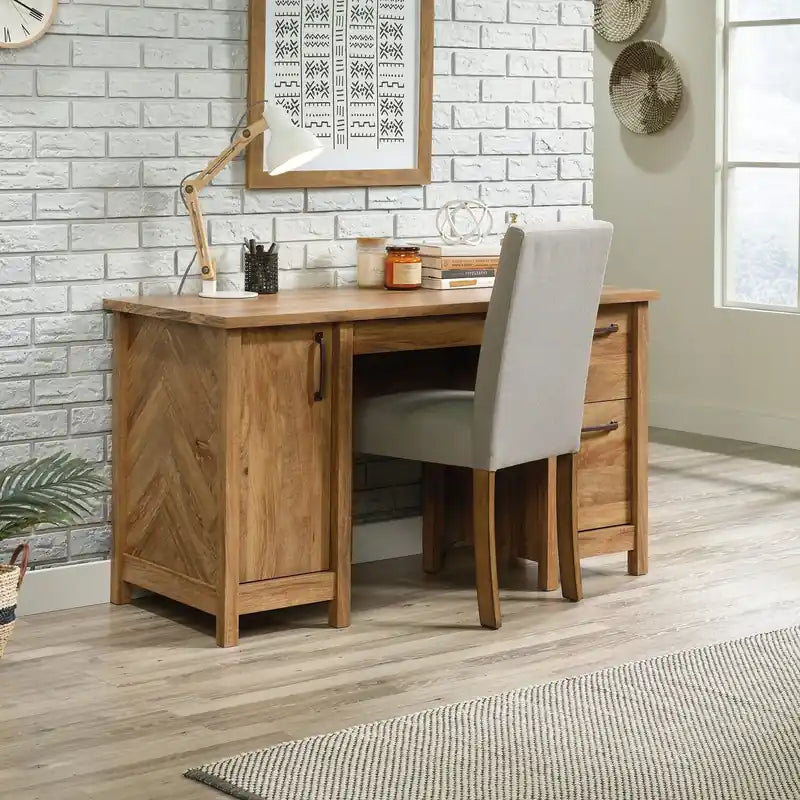 53.15 Bureau avec 2 tiroirs et armoire - Marron clair