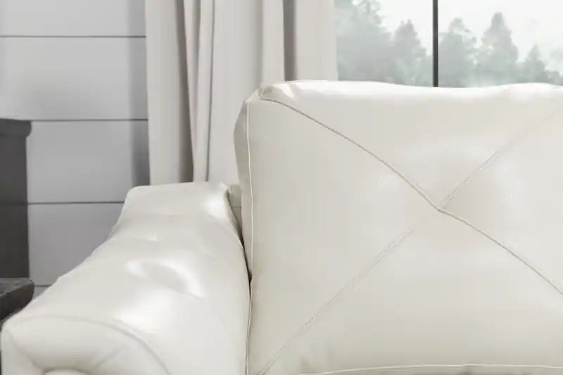 Canapé 40 places en tissu imitation cuir avec capitonnage à boutons