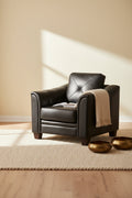 Andi 40 Leather-Look Fabric Sofa with Button Tufting