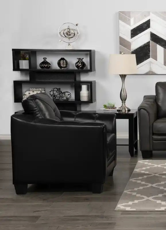 Canapé 40 places en tissu imitation cuir avec capitonnage à boutons
