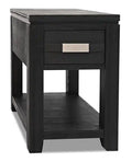 Bronx 16 Rustic Chairside Table with Storage and Shelf - Charcoal Wood