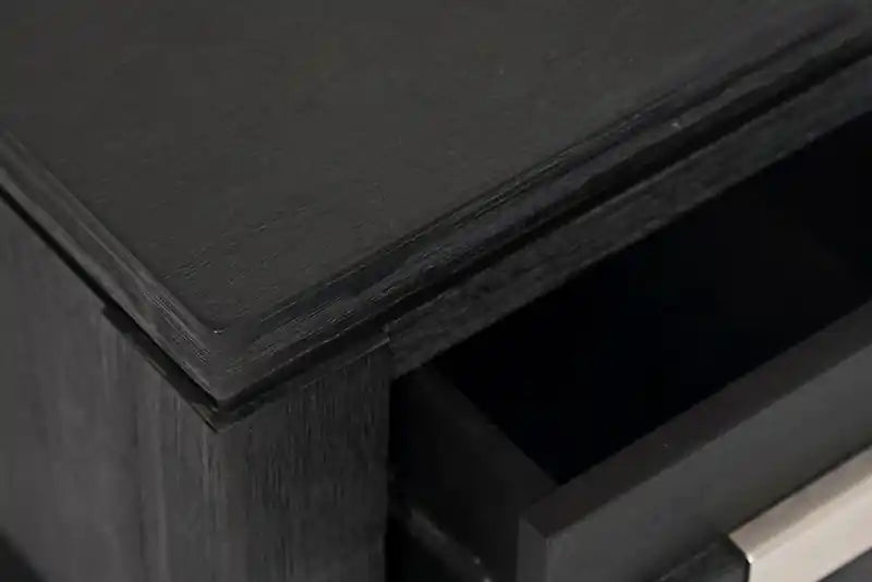 Table de chevet rustique 16" avec rangement et étagère - Bois anthracite