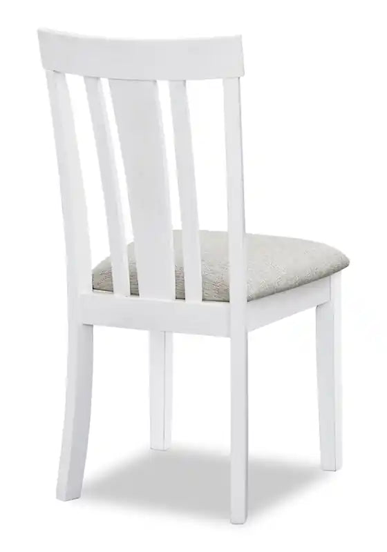 Chaise de salle à manger en tissu polyester - Blanc/Gris
