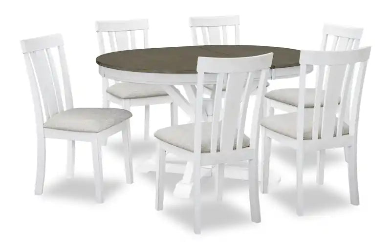 Chaise de salle à manger en tissu polyester - Blanc/Gris