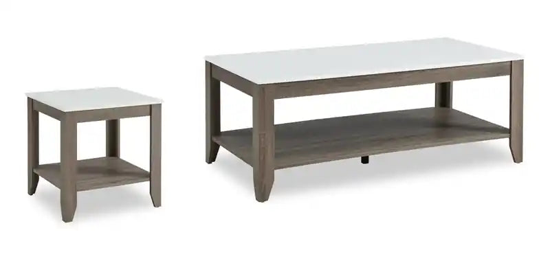 Carlton 47.5 Modern 2-Pack Coffee + End Table with Shelf