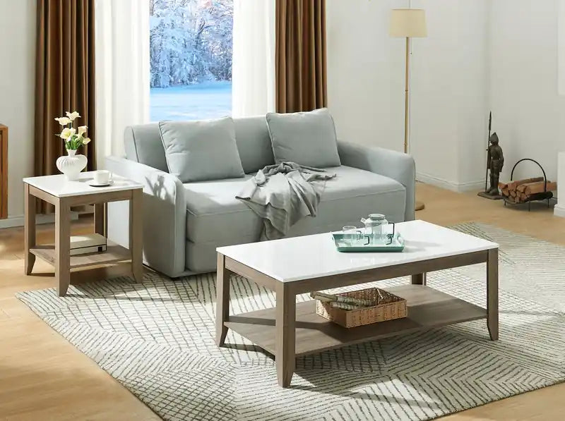 Tables basses et d'appoint avec étagère Carlton 47,5 modernes, lot de 2