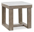Corsa 24 Modern End Table - Marble Top with Grey Brown Wood Base