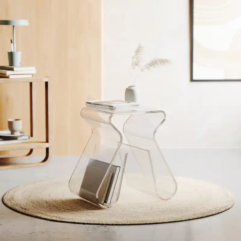 Table d'appoint porte-revues moderne en acrylique